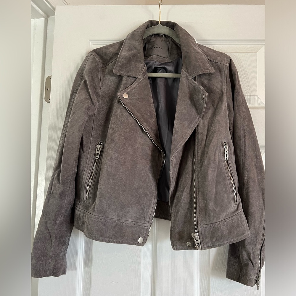 Gray leather biker jacket made by BlankNYC. In great condition. Size M